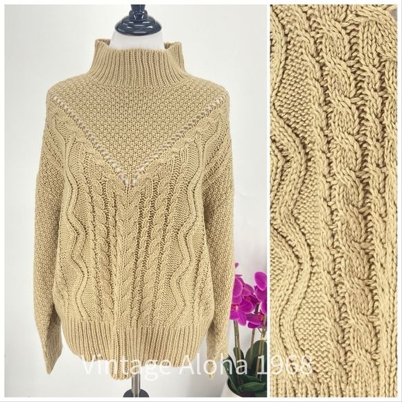 rag supply Sweaters - Rag Supply Cable Knit Mock Turtleneck SweaterKnit Sweater Camel Color Medium